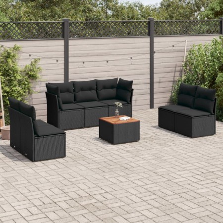 Set de sofás de jardín 8 piezas y cojines ratán sintético negro de , Conjuntos de jardín - Ref: Foro24-3223563, Precio: 460,6...