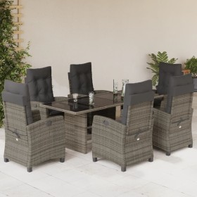 Set comedor jardín 7 pzas y cojines ratán sintético gris en Conjuntos de jardín | Comprar online en Foru.es