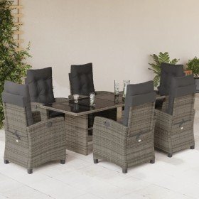 Set comedor jardín 7 pzas y cojines ratán sintético gris en Conjuntos de jardín | Comprar online en Foru.es