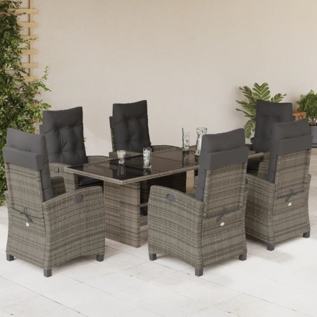 Set comedor jardín 7 pzas y cojines ratán sintético gris en Conjuntos de jardín | Comprar online en Foru.es