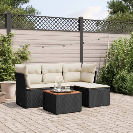 Set de muebles de jardín 5 pzas y cojines ratán sintético negro de , Conjuntos de jardín - Ref: Foro24-3223606, Precio: 258,6...