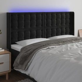 Cabecero con LED de terciopelo negro 183x16x118/128 cm de vidaXL, Cabeceros y pies de cama - Ref: Foro24-3124544, Precio: 130...