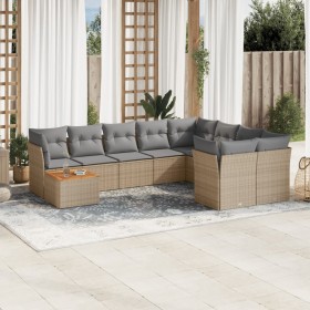 Juego de sofás jardín con cojines beige 10 pzas ratán sintético de , Conjuntos de jardín - Ref: Foro24-3223826, Precio: 570,8...