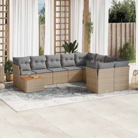 Juego de sofás jardín con cojines beige 10 pzas ratán sintético de , Conjuntos de jardín - Ref: Foro24-3223826, Precio: 570,8...