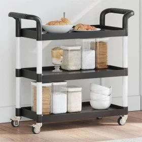 3-tier black aluminum cart 77x34x72 cm by , Kitchen and dining carts - Ref: Foro24-30322, Price: 56,89 €, Discount: %
