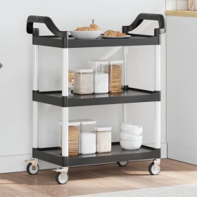 Carrito de 3 niveles aluminio negro 81x41x92 cm de , Carros de cocina y comedor - Ref: Foro24-30320, Precio: 84,80 €, Descuen...