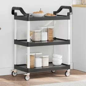 Carrito de 3 niveles aluminio negro 81x41x92 cm de , Carros de cocina y comedor - Ref: Foro24-30320, Precio: 70,60 €, Descuen...