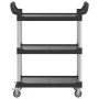 Carrito de 3 niveles aluminio negro 81x41x92 cm de , Carros de cocina y comedor - Ref: Foro24-30320, Precio: 70,60 €, Descuen...