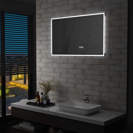 Espejo de baño con LED, sensor táctil y reloj 100x60 cm de vidaXL, Espejos - Ref: Foro24-144739, Precio: 134,70 €, Descuento: %