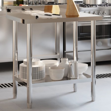 Mesa trabajo cocina y salpicadero acero inoxidable 82,5x55x93cm de , Restauración - Ref: Foro24-376457, Precio: 134,02 €, Des...