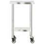 Mesa de trabajo de cocina con ruedas acero inox 55x55x85 cm de , Restauración - Ref: Foro24-376462, Precio: 192,01 €, Descuen...
