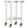 Mesa de trabajo de cocina con ruedas acero inox 55x55x85 cm de , Restauración - Ref: Foro24-376462, Precio: 192,01 €, Descuen...