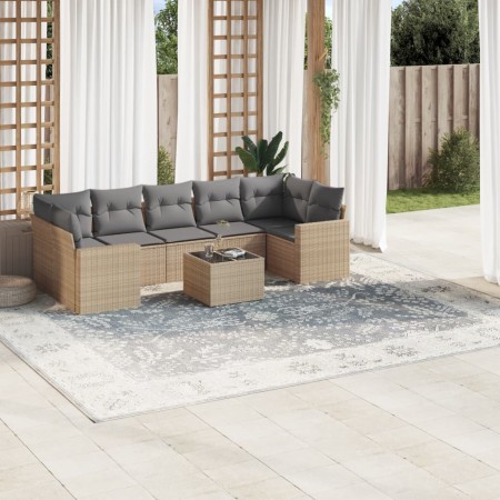 Juego de sofás de jardín con cojines beige 8 pzas ratán PE de , Conjuntos de jardín - Ref: Foro24-3218729, Precio: 518,74 €, ...