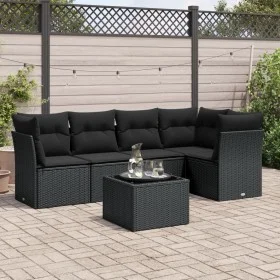 Set de sofás de jardín 6 piezas y cojines ratán sintético negro de , Conjuntos de jardín - Ref: Foro24-3217605, Precio: 387,8...