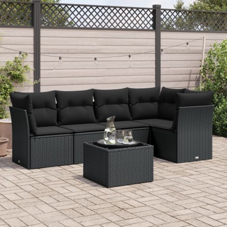 Set de sofás de jardín 6 piezas y cojines ratán sintético negro de , Conjuntos de jardín - Ref: Foro24-3217605, Precio: 381,0...
