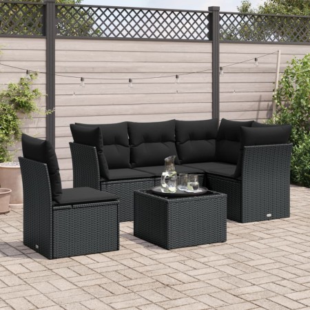 Set de sofás de jardín 6 piezas y cojines ratán sintético negro de , Conjuntos de jardín - Ref: Foro24-3217645, Precio: 381,0...
