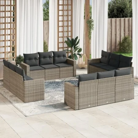 Set de sofás de jardín 12 pzas con cojines ratán sintético gris de , Conjuntos de jardín - Ref: Foro24-3218760, Precio: 845,1...