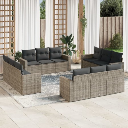 Set de sofás de jardín 12 pzas con cojines ratán sintético gris de , Conjuntos de jardín - Ref: Foro24-3218760, Precio: 829,1...