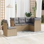 Juego de sofás jardín con cojines 5 pzas ratán sintético beige de , Conjuntos de jardín - Ref: Foro24-3217639, Precio: 323,81...