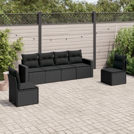 Set de sofás de jardín 6 piezas y cojines ratán sintético negro de , Conjuntos de jardín - Ref: Foro24-3218795, Precio: 373,8...