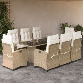 Set comedor de jardín 9 pzas con cojines ratán sintético beige en Conjuntos de jardín | Comprar online en Foru.es