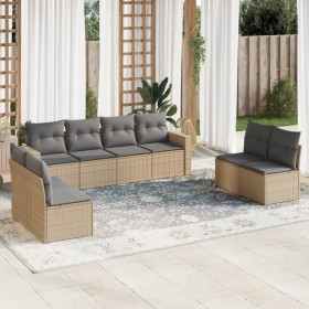 Juego de sofás de jardín con cojines beige 8 pzas ratán PE de , Conjuntos de jardín - Ref: Foro24-3218839, Precio: 460,61 €, ...