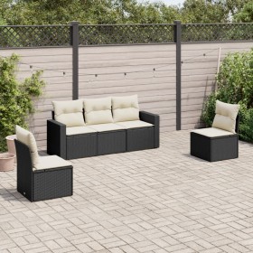 Set de muebles de jardín 5 pzas y cojines ratán sintético negro de , Conjuntos de jardín - Ref: Foro24-3218776, Precio: 293,2...