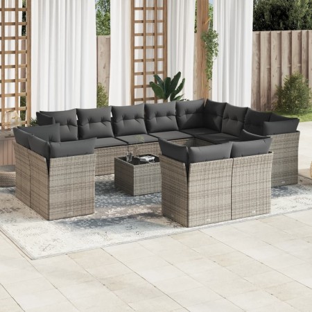 Set sofás de jardín con cojines 13 piezas ratán sintético gris de , Conjuntos de jardín - Ref: Foro24-3218540, Precio: 815,37...