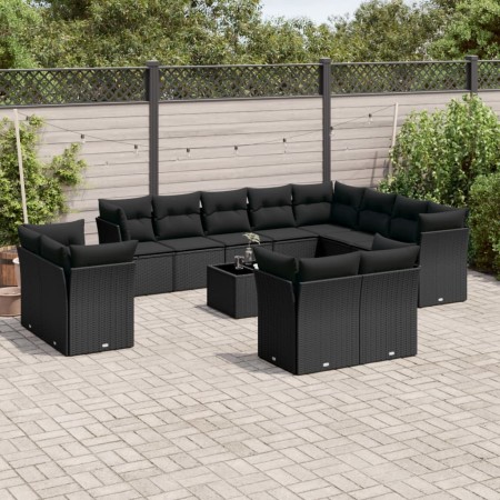Set de sofás de jardín y cojines 13 pzas ratán sintético negro de , Conjuntos de jardín - Ref: Foro24-3218535, Precio: 885,82...