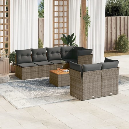 Set de sofás de jardín 8 pzas y cojines ratán sintético gris de , Conjuntos de jardín - Ref: Foro24-3223519, Precio: 470,79 €...