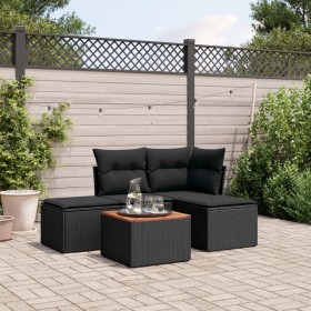 Set de muebles de jardín 5 pzas y cojines ratán sintético negro de , Conjuntos de jardín - Ref: Foro24-3223584, Precio: 258,2...