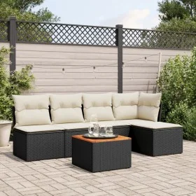Set de sofás de jardín 6 piezas y cojines ratán sintético negro de , Conjuntos de jardín - Ref: Foro24-3223599, Precio: 311,5...