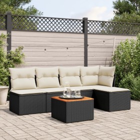 Set de sofás de jardín 6 piezas y cojines ratán sintético negro de , Conjuntos de jardín - Ref: Foro24-3223599, Precio: 286,0...
