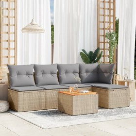 Juego de sofás jardín con cojines 6 pzas ratán sintético beige de , Conjuntos de jardín - Ref: Foro24-3223602, Precio: 325,02...
