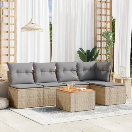Juego de sofás jardín con cojines 6 pzas ratán sintético beige de , Conjuntos de jardín - Ref: Foro24-3223602, Precio: 325,02...