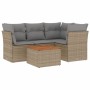 Juego de sofás jardín con cojines 5 pzas ratán sintético beige de , Conjuntos de jardín - Ref: Foro24-3223623, Precio: 311,83...