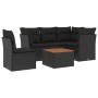 Set de sofás de jardín 6 piezas y cojines ratán sintético negro de , Conjuntos de jardín - Ref: Foro24-3223640, Precio: 370,7...