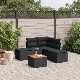 Set de sofás de jardín 6 piezas y cojines ratán sintético negro de , Conjuntos de jardín - Ref: Foro24-3223668, Precio: 310,1...