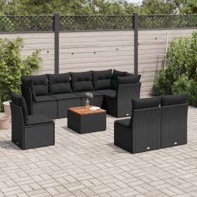 Set de sofás de jardín 8 piezas y cojines ratán sintético negro de , Conjuntos de jardín - Ref: Foro24-3223682, Precio: 544,0...