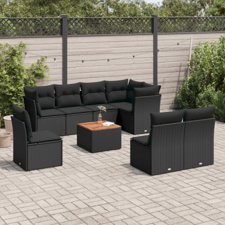 Set de sofás de jardín 8 piezas y cojines ratán sintético negro de , Conjuntos de jardín - Ref: Foro24-3223682, Precio: 544,0...
