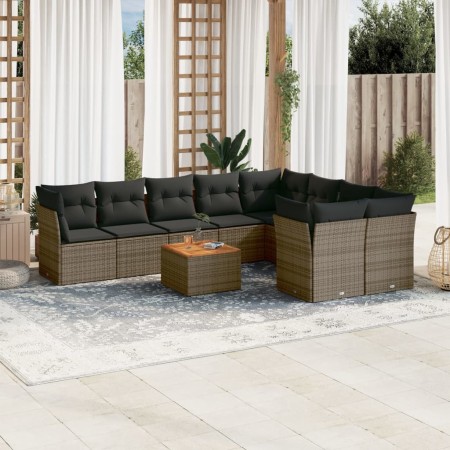 Set de sofás de jardín 10 pzas con cojines ratán sintético gris de , Conjuntos de jardín - Ref: Foro24-3223820, Precio: 569,7...