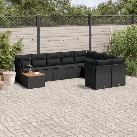 Set de sofás de jardín 10 pzas cojines ratán sintético negro de , Conjuntos de jardín - Ref: Foro24-3223822, Precio: 615,85 €...
