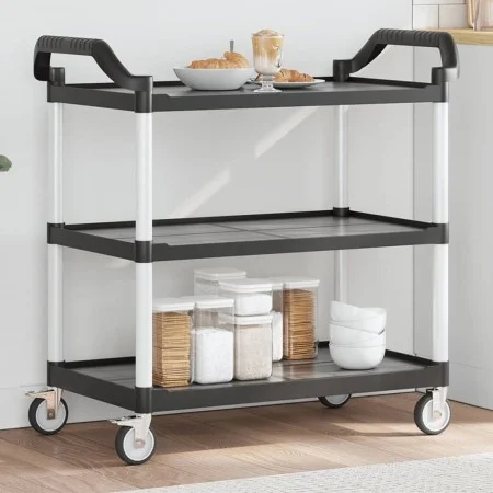3-tier black aluminum cart 99x50x96 cm by , Kitchen and dining carts - Ref: Foro24-30318, Price: 120,35 €, Discount: %