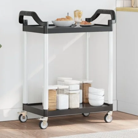 Carrito de 2 niveles aluminio negro 81x41x92 cm de , Carros de cocina y comedor - Ref: Foro24-30326, Precio: 60,17 €, Descuen...