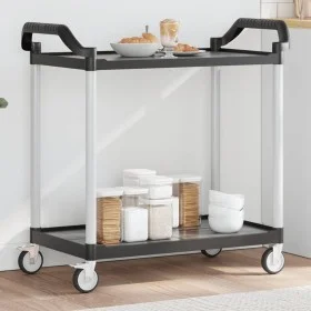 Carrito de 2 niveles aluminio negro 99x50x97 cm de , Carros de cocina y comedor - Ref: Foro24-30324, Precio: 93,99 €, Descuen...