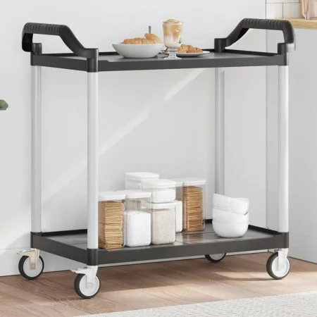 Carrito de 2 niveles aluminio negro 99x50x97 cm de , Carros de cocina y comedor - Ref: Foro24-30324, Precio: 93,99 €, Descuen...