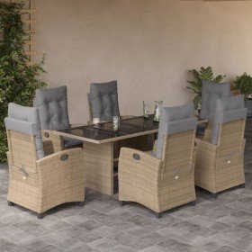 Set comedor de jardín 7 pzas con cojines ratán sintético beige en Conjuntos de jardín | Comprar online en Foru.es