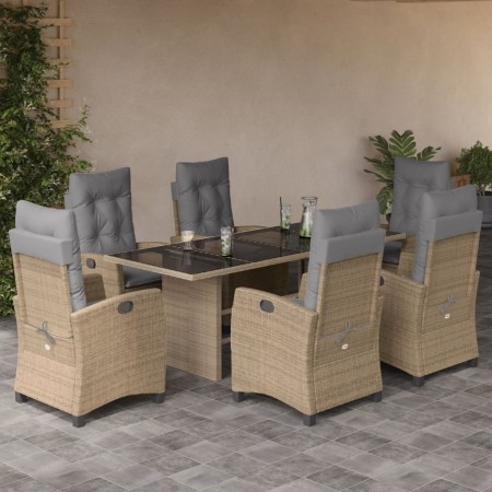 Set comedor de jardín 7 pzas con cojines ratán sintético beige en Conjuntos de jardín | Comprar online en Foru.es