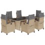 Set comedor de jardín 7 pzas con cojines ratán sintético beige en Conjuntos de jardín | Comprar online en Foru.es