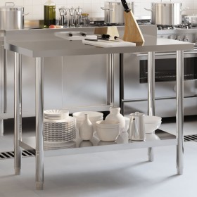 Mesa trabajo cocina y salpicadero acero inoxidable 110x55x93 cm de , Restauración - Ref: Foro24-376458, Precio: 160,74 €, Des...